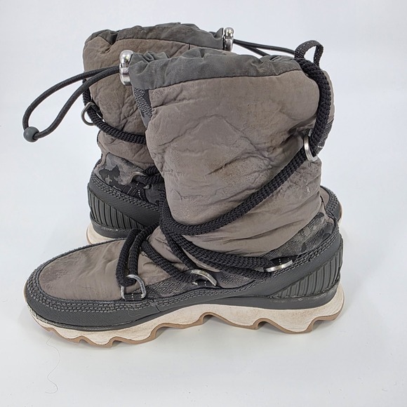 SOREL KINETIC BOOTS WOMENS SIZE 7 GRAY WINTER WATERPROOF SLOUCH DURABLE LACE UP - Picture 9 of 12